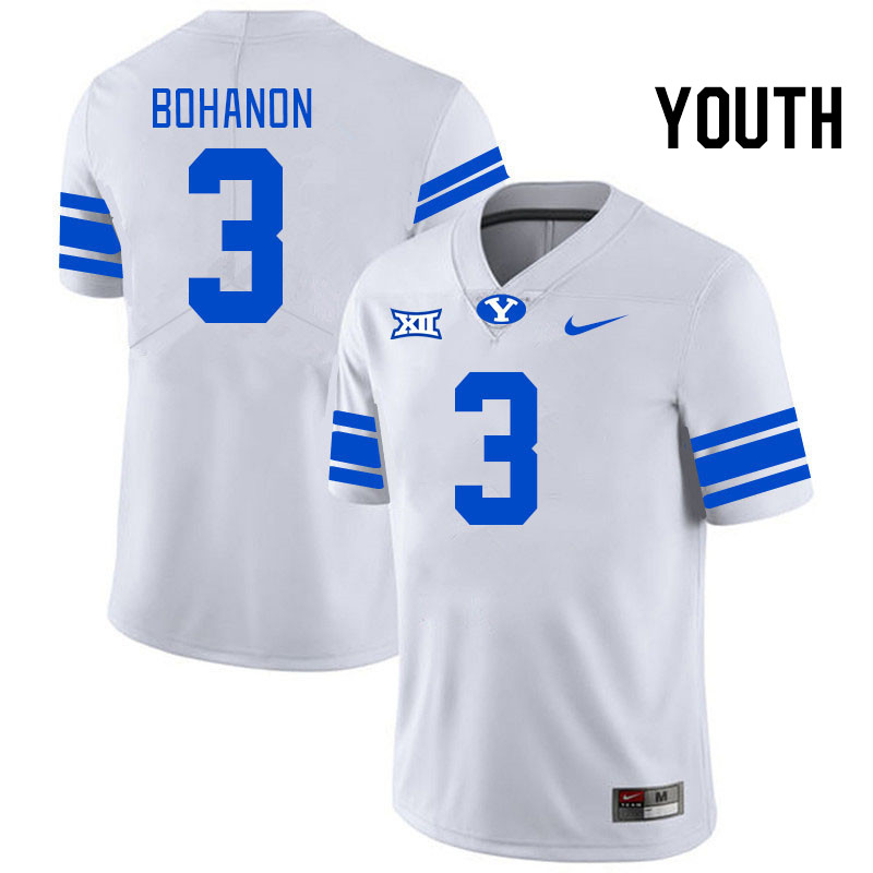 Youth #3 Gerry Bohanon BYU Cougars College Football Jerseys Stitched Sale-White